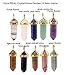 MIKINI 9pcs Silver Plated Wire Wrap Hexagon Pointed Cut Gemstone Healing Energy Natural Crystal Pendant Necklaces Pack, 18 Inches (10pcs (Gold Cap))