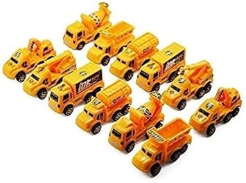 Amitasha JCB Construction Truck Unbreakable Car Toys Set for Kids - 12 Pcs