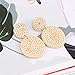 Weave Straw Double Disc Drop Earrings Boho Rattan Dangle Statement Earrings (rattan disk light)