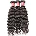 Dinoce Compatible with Longqi Brazilian Deep Wave Bundles Unprocessed Virgin Deep Curly Hair 3 Bundles Remy Human Hair Weave (18 20 22 Inch, Natural Color)