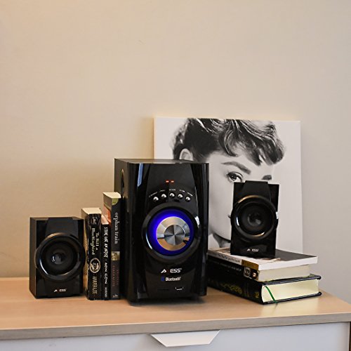 AXESS Bluetooth Mini System 2.1-Channel Home Theater Speaker System Red (MSBT3901)
