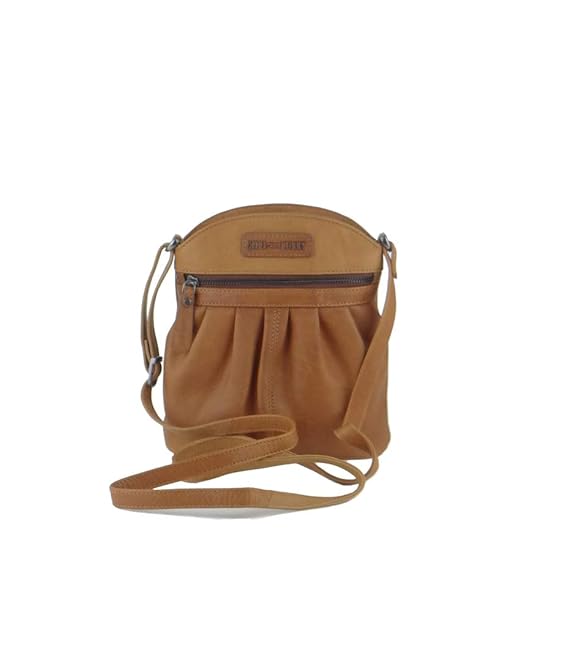 Hill Burry Tasche Handtasche,Kleine Damentasche Cognac Echtleder 3153