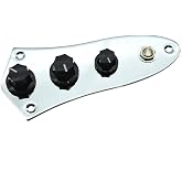 KAISH Fully Loaded Control Plate Pre-Wired Control Plate with Wiring Harness for Jazz J Bass Chrome