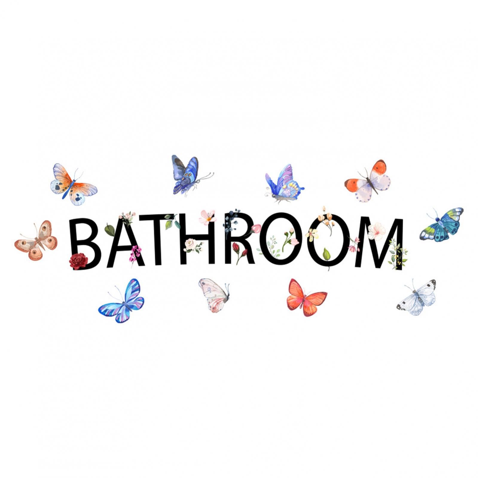 2pcs Bathroom Wall Decals Stickers Decor DIY Removable for Wash Room Door Signs Vinyl Lettering Sticker Home Decoration