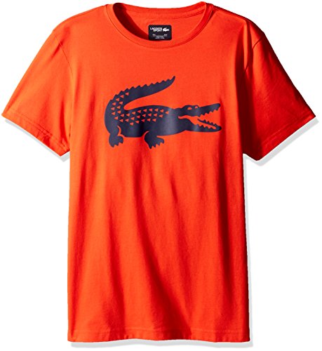 Lacoste Men's Sport Croc Graphic T, Etna Red/Navy Blue, 5