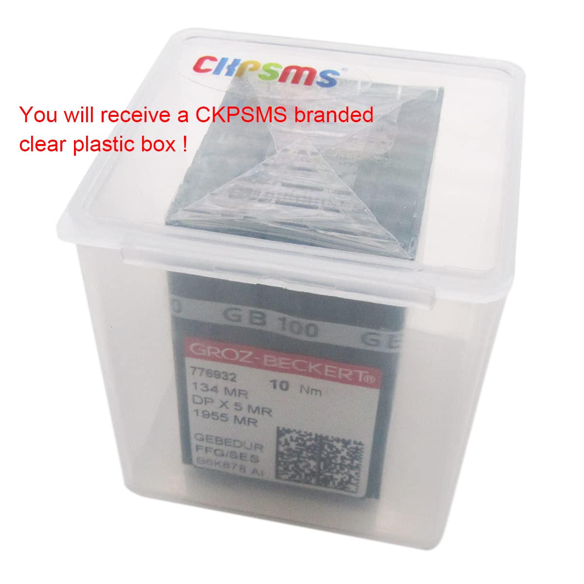 GROZ-BECKERT Needle in CKPSMS Clear Plastic Box-100 GROZ-BECKERT GEBEDUR 134 MR / 135X5 MR Titanium Quilting Machine Needles (100PCS Groz-Beckert-134MR 18/110)