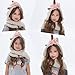 Tacobear Crochet Cartoon Unicorn Winter Hat with Scarf Pocket Hooded Knitting Beanie for Girls, Beige, One Size