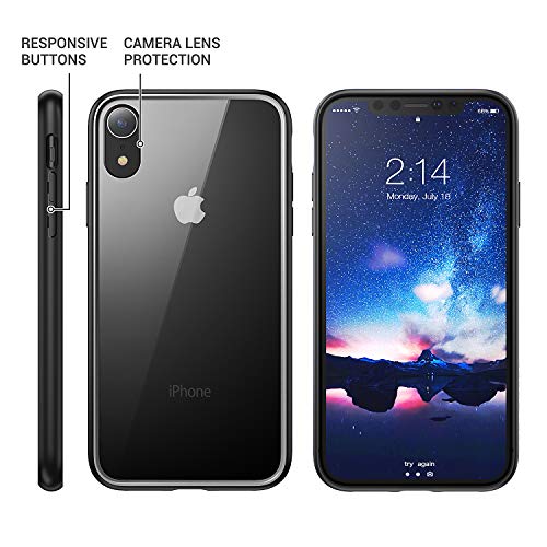 YOUMAKER Premium Crystal Clear Hybrid Case for iPhone XR, Slim Fit Lightweight Bumper Scratch Resistant Drop Protection Shockproof Protective Cover for All New Apple iPhone XR 6.1 inch - Black