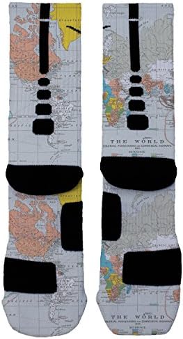 World Map - Custom Designed Nike Elite Socks (Medium 1.0)