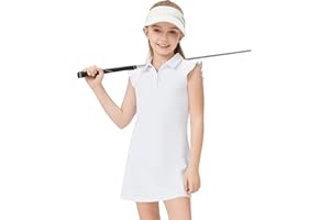 Soneven Girls Tennis Dresses Sleeveless Golf Dress with Shorts Ruffle Sleeve Athletic Dress with Pockets