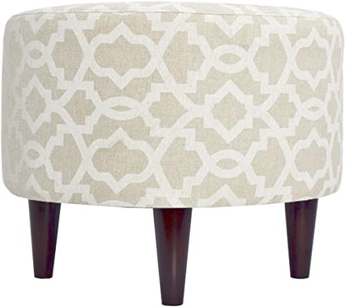 MJL Furniture Designs Sophia Collection Fabric Upholstered Round Footrest Ottoman with Round Espresso Finished Legs, Sheffield Series, Cloud