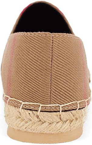 Anorson Women's Espadrilles Flats Original Slip On Loafer Shoes Classic Canvas Comfort Alpargatas (US7=EU38=24CM, Khaki) Apparel
