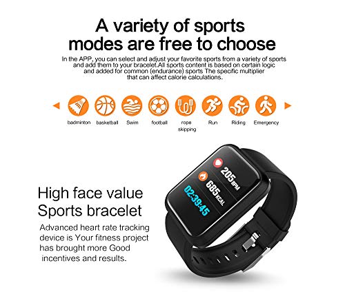 Choosebuy Bluetooth Smart Watch, Color Touch Screen IP67 Watchproof Sports Smart Wristwatch Sports Pedometer/Sleep Blood Pressure Heart Rate Monitor Smart Bracelet for Android/iOS (Hot Pink) - Thumbnail 3
