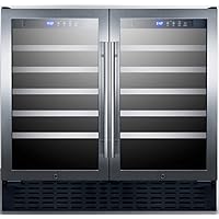 Summit Appliance SWC3668 Commercial 36" Wide 68 Bottle Built-in Undercounter Dual Zone Wine Cellar with Two Seamless…