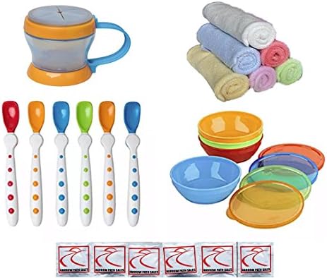 Gerber NUK Baby Feeding Bundle: Spoons, Bowls, Snack Catcher, Washcloths. Baby Gift