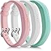 iBREK Replacement Bands with Metal Buckle for Fitbit Flex 2-3 Pack:Light Pink&White&Teal(No Tracker)