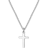 XOYOYZU Cross Necklace for Women Stainless Steel Small Cross Pendant with Cuban Chain Simple Faith Jewelry for Men Women 14-22 Inches