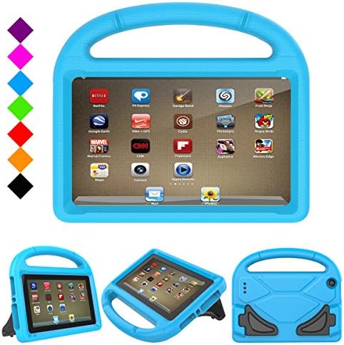 Fire 7 2017 Kids Case, Fire 7 2015 Kids Case - DiHines Light Weight Shock Proof Handle Friendly Stand Kid-Proof Case for All New Amazon Fire 7 inch Display Tablet Cover(2015&amp;2017 Release) (Blue)