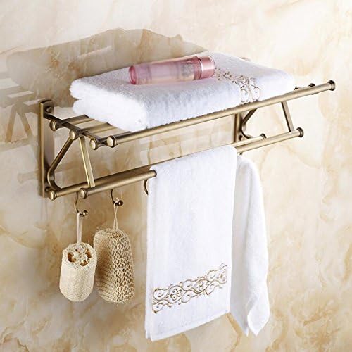 Towel racks Retro Creative Brass Bathroom Wall-mounted Bathroom Shelf Towel Rail Multifunction Bath Hanging Hook