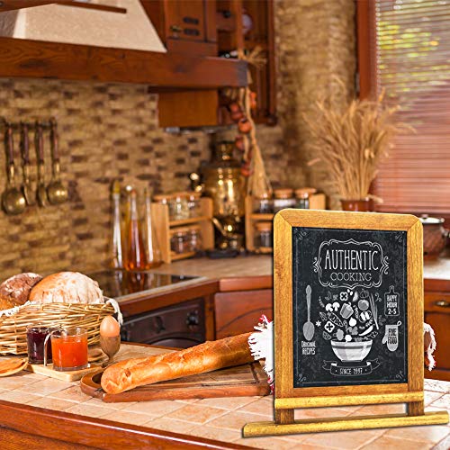 Lockways Slate Chalkboard Black Board - Standing Chalk Board 14 x 10, Rustic Vintage Decor Wooden Frame Blackboard for Kitchen, Restaurant, Bar Countertop, Wedding, Party, Wall, Home