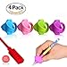 Pencil Grips Set (UPGRADED 4 Pack + BONUS Pencil Topper) - Silicon Posture Correction Trainer Finger Grips for Kids Preschoolers Children Adults Special Needs FOR BOTH RIGHT OR LEFT HANDED 