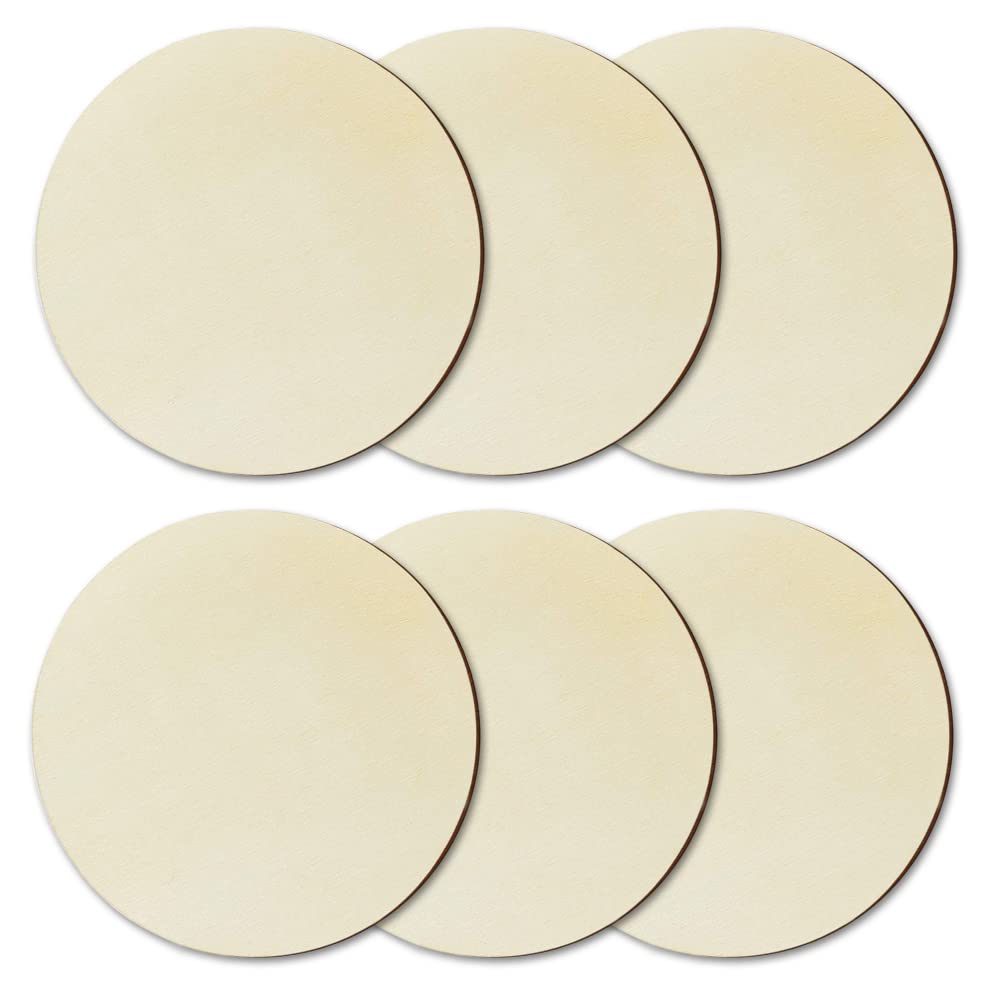 Haohai 6 Pieces 15cm Wood Circles for Crafts, Unfinished Round Wood Plaque, Wooden Cutouts for Door Design Painting (6Pcs 15cm)