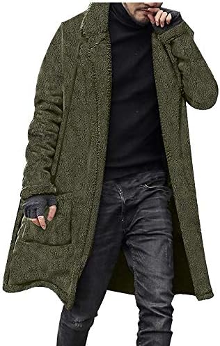 Caixiaofei メンズ ロング カーディガン 現品 長袖 厚手 ビジネス ジャケット ニット 無地 冬 秋 毛玉防止 裏起毛 ロング丈 寒さと防風 カジュアル コート体型カバー 暖か ボアフリース