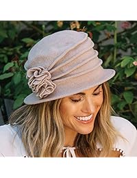 Clola Cloche de lana hervida para mujer con rosetas