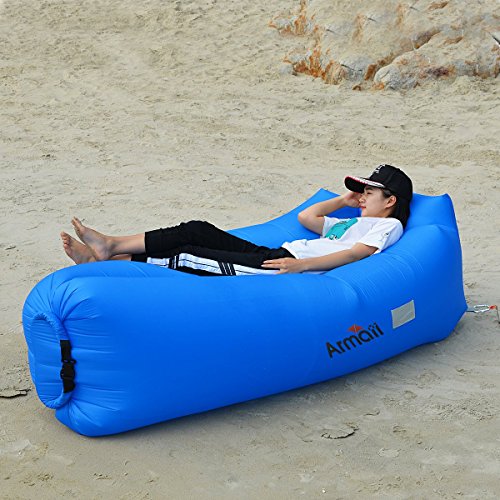 Armati Inflatable Lounger Patented Comfortable Headrest, Indoor or Outdoor Air Sofa, Camp Bedding, Hammock,Air Mattress with Carry Bag, Securing Stake and Bottle Opener - Thumbnail 4
