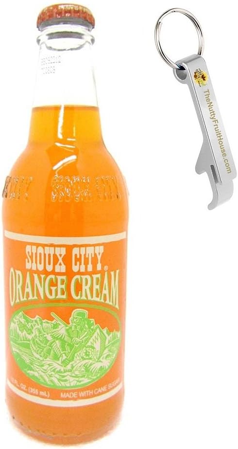 Sioux City Orange Cream Soda Pop 12-Ounce Bottle 24 Count (With Exclusive Stainless Steel Bottle Opener)