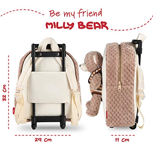 PERLETTI Plüschtier Teddybär Kindergepäck Rucksack für Kinder - Kinderrucksack Abnehmbaren Rädern und Kuscheltier Bär… – Bild 3