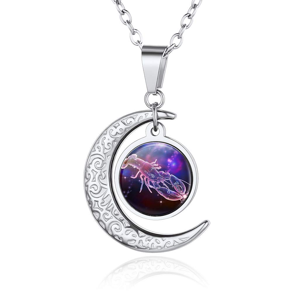 Custom4U Zodiac Necklace Cancer Jewelry Gifts Womens Good Luck Charm Astroligical Pendant Birthday Present