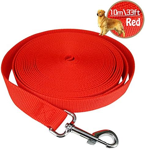 iNeith Dog Leads Training Leash for Camping Tracking Training Obedience Backyard Play 10m 33ft Long Nylon (Red)