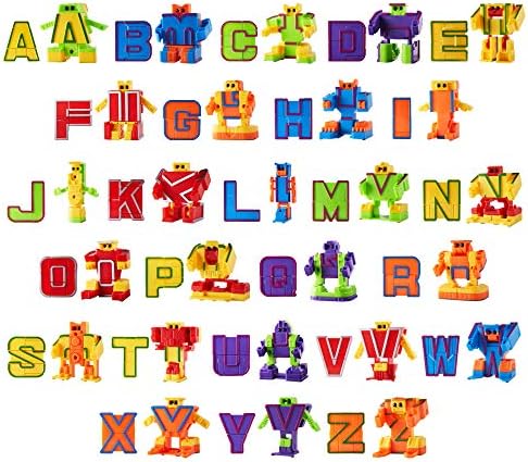 Revanak 26 Pieces Alphabet Robot Transformer Action Figure Autobots Toys for Kids ABC Learning, Birthday Party, Birthday Gift School Classroom Rewards, Pre-School Education Toy (26PCS)