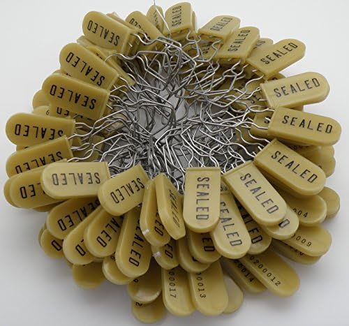 Plastic Wire Padlock Security Seals Sequentially Numbered Gold (Pack of 100)