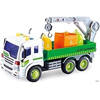 Memtes Friction Powered Garbage Crane Truck Toy with Lights and Sounds for Kids