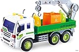 Memtes Friction Powered Garbage Crane Truck Toy with Lights and Sounds for Kids