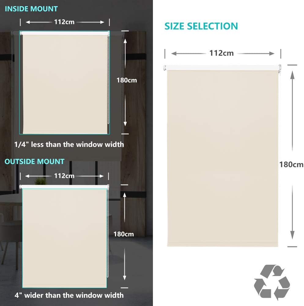 LUCKUP 100% Blackout Waterproof Fabric Window Roller Shades Blind - Image 5