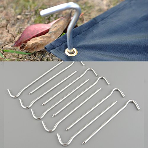 Goodjobb 10Pcs Alluminum Alloy Tent Peg Stake Hook Pin Nail Outdoor Camping Hiking Necessary Trip Traval Trek Survival Kits Tool - Thumbnail 4
