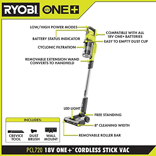 Pacroban ONE+ 18V Cordless Stick Vacuum Cleaner Kit with 4.0 Ah Battery photo 11