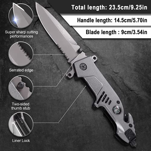 ITOKEY Folding Pocket Knife with Window Glass Breaker, Rope/ Seatbelt