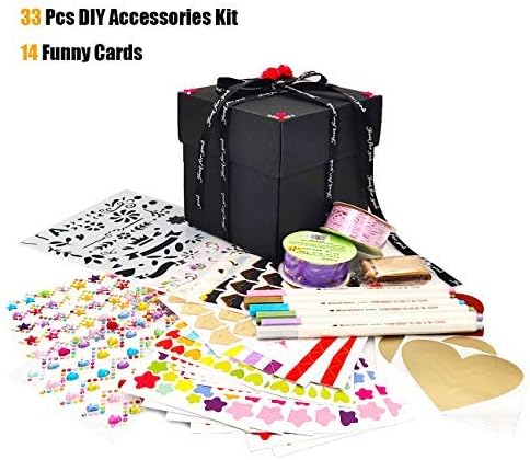 Explosion Box Scrapbook DIY Photo Album with 14 Funny Cards and 33 Pcs DIY Accessories Kit Birthday Anniversary Valentine Wedding Gift
