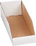 Aviditi BINBWZ618 Corrugated Open Top Bin Box, 18" Length x 6" Width x 4-1/2" Height, Oyster White (Case of 50)