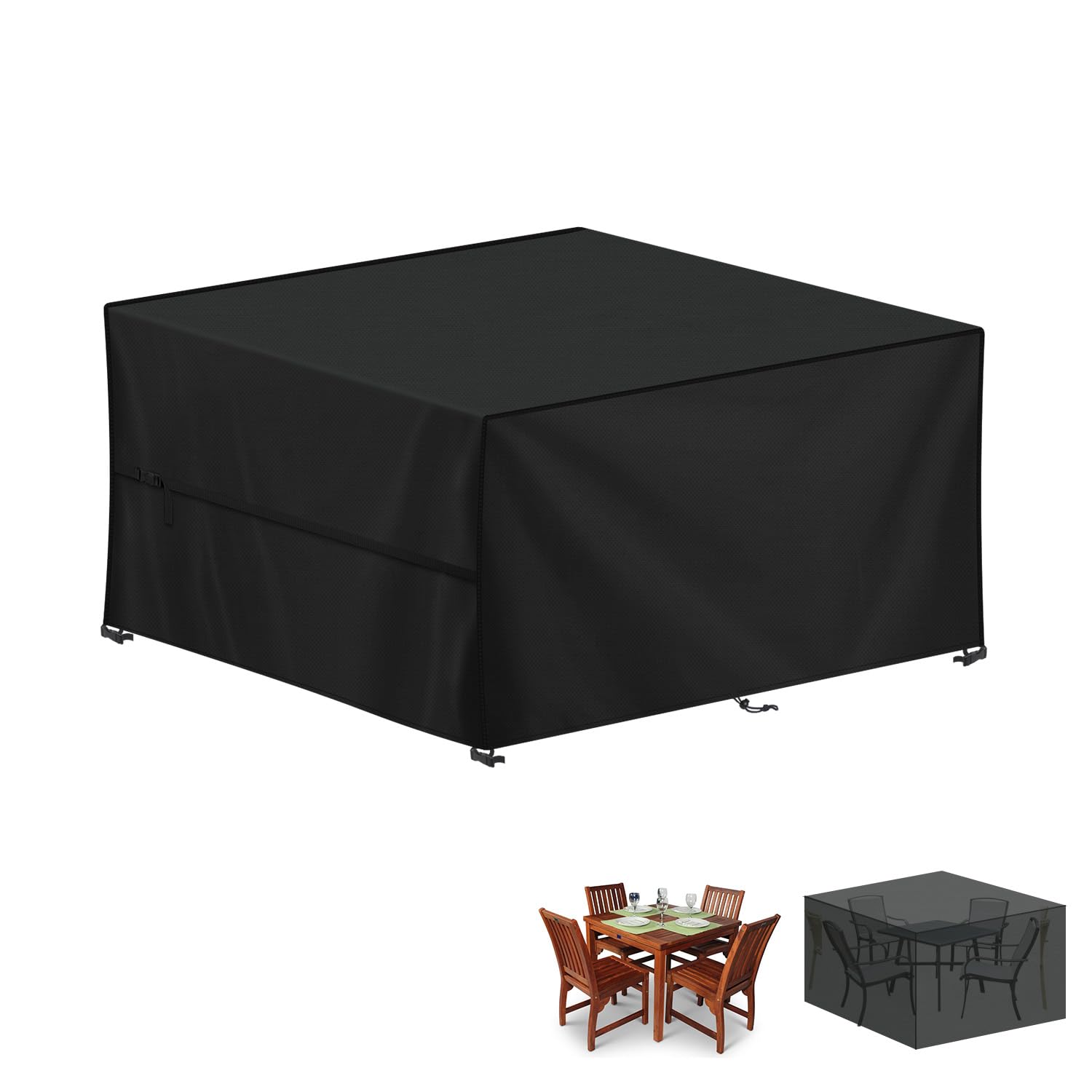 LAMUNI Garden Furniture Cover Waterproof Outdoor Rectangular Patio Table Set Covers, 420D Oxford Fabric Rattan Sofa Cover Windproof Outdoor Table Cover Anti-UV Patio Furniture Covers, 130x120x85cm