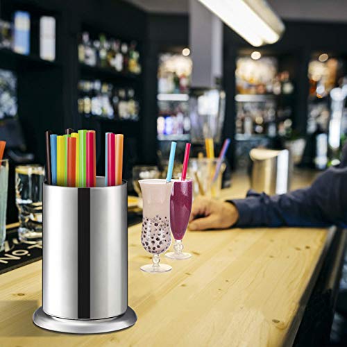 image for MyLifeUNIT Counter-top Straw Dispenser, Stainless Steel Straw Holder O