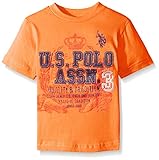 U.S. Polo Assn. Boys' Crew Neck Iconic Graphic Logo T-Shirt,Red Orange,5/6