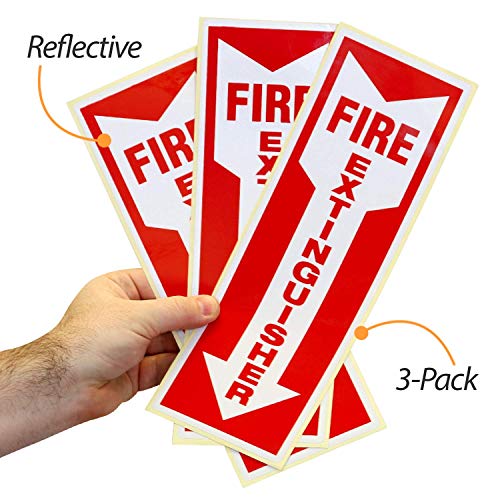 SmartSign&nbsp;"Fire Extinguisher" Label with Downward Arrow | 4" x 12" Engineer Grade Reflective