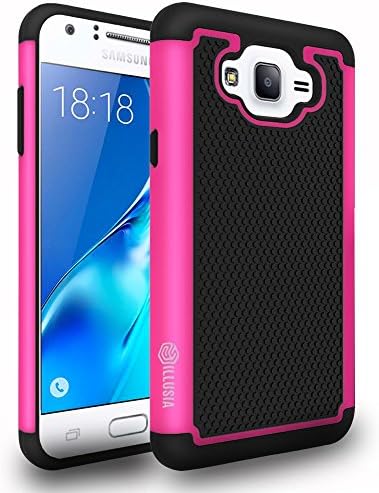 Galaxy J7 Case, ILLUSIA [Drop Protection] Protective Case Hybrid Dual Layer Rubber Plastic Impact Defender Rugged Slim Hard Case Cover Shell for Samsung Galaxy J7 (2016) , (rugged hot pink)