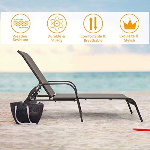 Tangkula Patio Chaise Lounge, Recliner Outdoor Lounger Chair w