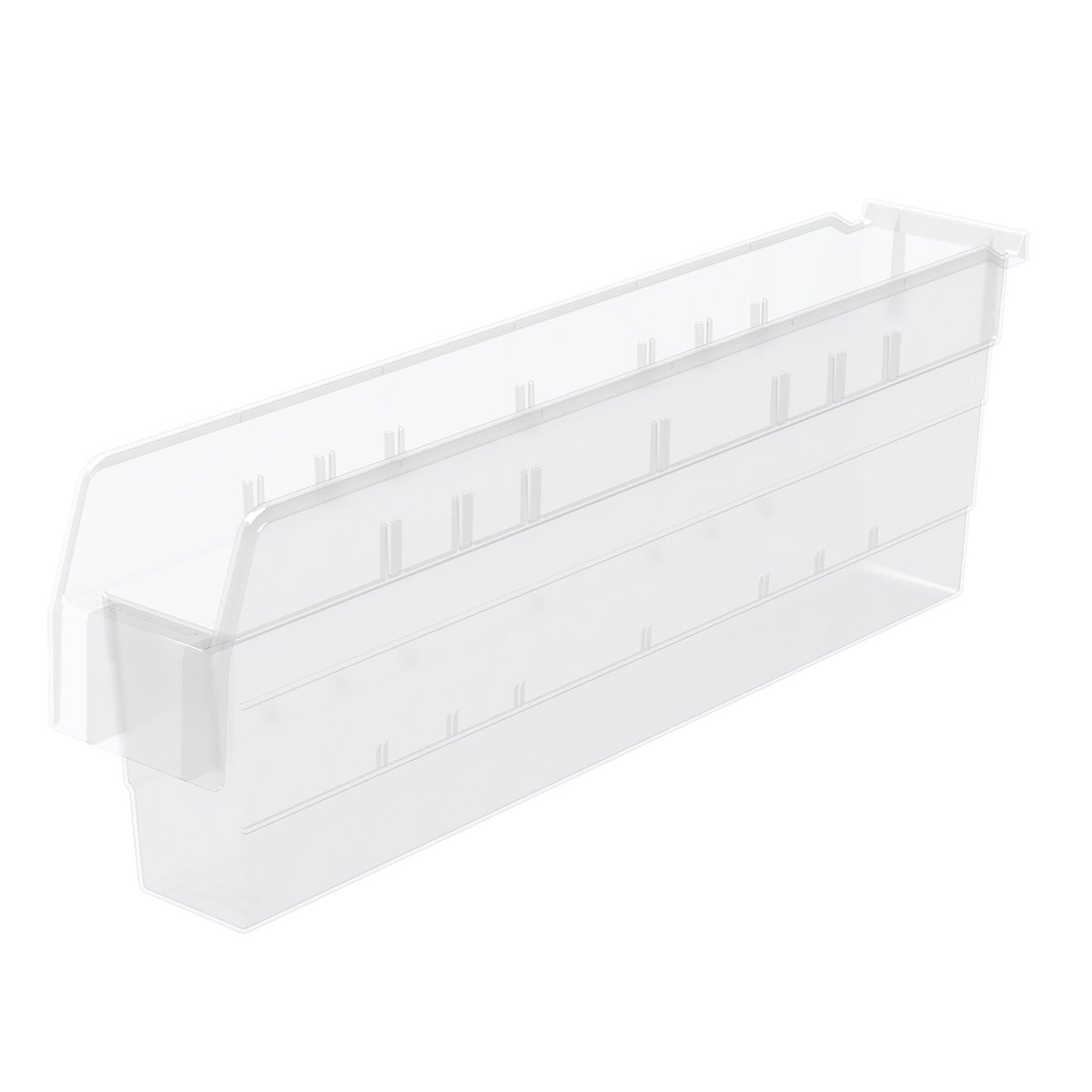 Akro-Mils 30844 ShelfMax 8 Plastic Nesting Shelf Bin Box, 24-Inch x 4-Inch x 8-Inch, Clear, 8-Pack